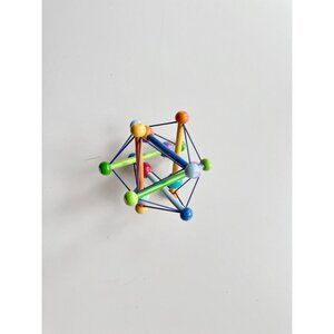 MANHATTAN TOY Baby Color Burst Skwish Wood Rattle Teether Toy